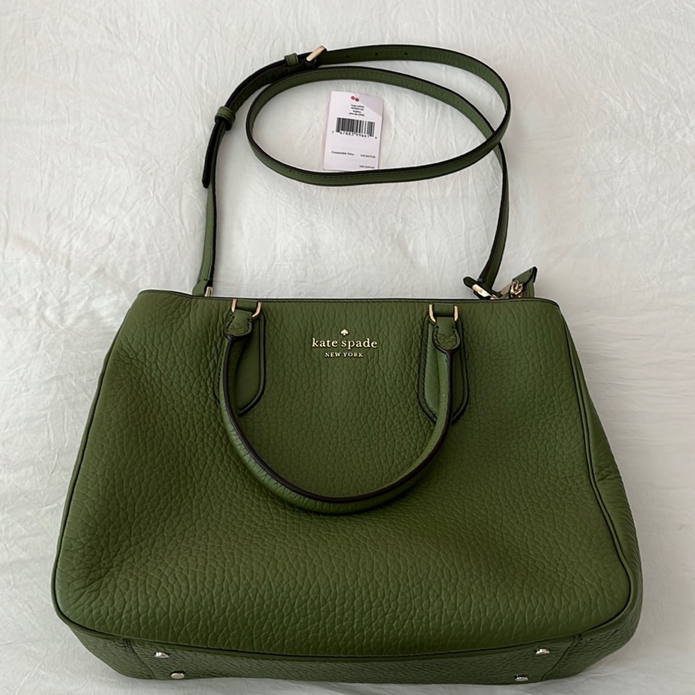 Kate Spade “Leighton” large satchel in pine isle
